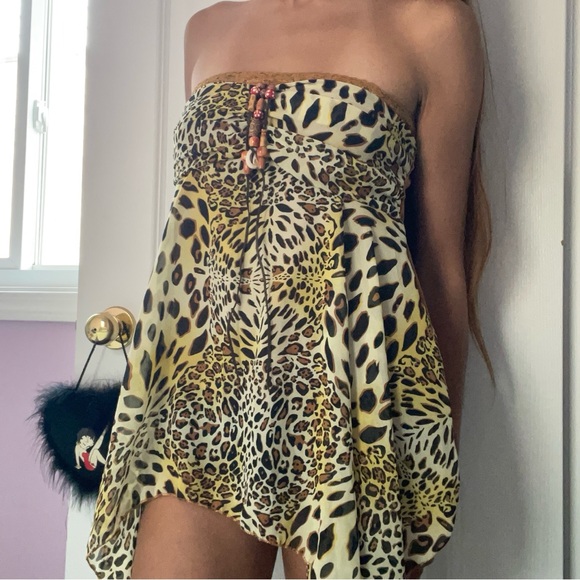 yellow and brown leopard print dress🐆 - Picture 1 of 5